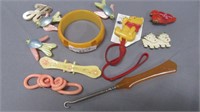 Selection of Bakelite and other figural jewelry