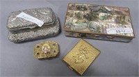 4 Victorian covered boxes as shown inlcuding