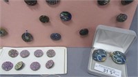 Assorted vintage Buttons including carnival glass