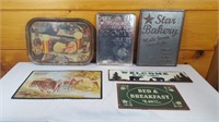 6 Piece Sign & Tray Lot