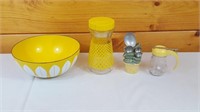 4 Piece Vintage Yellow Kitchen Items