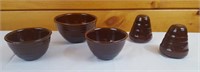 3 Ceramic Bowls, Salt & Pepper Shaker
