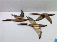(3) MCM Flying Ducks  Metal & Wood