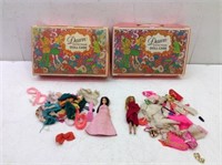 (2) 1970 Topper Dawn Dolls/Cases & Accessories