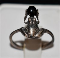 Sterling 925 Ring Frog With Gemstone Size 7