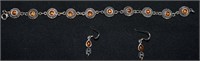 Sterling 925 Amber Bracelet & Earrings 8"