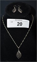 Sterling 925 Chain Pendant and Matching Earrings