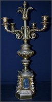 Solid Brass Candleabra with Marble Inlay Phoenix