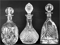 Crystal Decanters, Heavy with Stoppers (3)