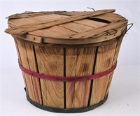 Vintage Bushel Apple Basket with Lid
