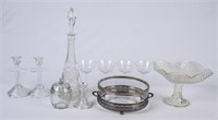 Lot of Clear Glassware and Silverplated Serving