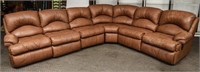 Large Leather Sectional Sofa with 2 Built-in