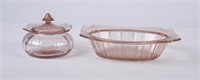 "Adam" Pink Depression Glass Candy Dish and
