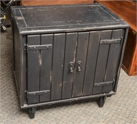 Black Distressed TV Cabinet with 1 shelf.