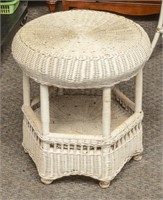 Round Wicker Table with Shelf