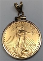 24k $10.00 Liberty Coin W/ Fitted Bezel Year 2000