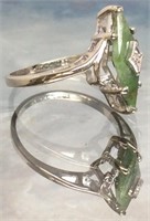 10kwg Lds Ring W/ Unique Green Stone