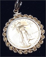 1996 $10.00 Liberty Coin W/ 14kyg Rope Bezel
