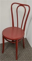 Single Red Painted Bentwood Chair