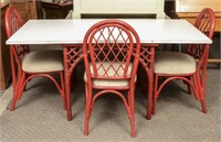 Rattan Table with Expandable Top and 3 Chairs
