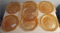 7 Carnival Glass "Lilly" Marigold Plates 9.5"D