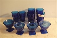 11 Pieces Colbalt Glass- 4 Ice Tea Glasses & 3