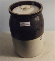 Stoneware #3 Butter Churn with Lid Brown to White