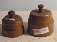 2 Wooden Butter Molds "Pine & Holly Leaf" 4.5" &