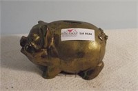 Cast Metal Brass Piggy Bank 5"H x 7.5"L