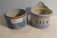 Stoneware Salt Box and Butter Box 6.25"D (no
