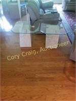Pair Of Matching End Tables Glass Tops Match Lot