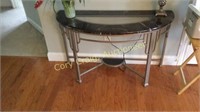 Half Round Metal Marble Glass Insert Table
