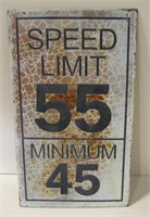 13"x8" Speed Limit 55 / Minimum 45 Metal Wall Sign