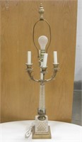 Vintage Glass & Metal Candelabra Form Table Lamp