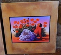 13"x13" RC Gorman Woman w/ Poppies Art Tile Print