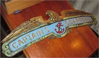 VNTG Styled Wood Carved Captain's Quarters Sign