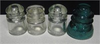 VNTG 3 Clear & 1 Green Electric Glass Insulators