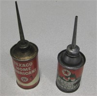 2 Vintage Texaco Home Lubricant Nozzled Cans
