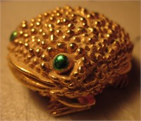 Gold Tone Moon Drops Co. Pixie Frog Pill Box