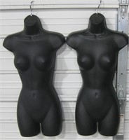 2 Retail Female Torso Mannequin Hangers - Black