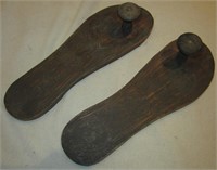 Vintage Wood Carved Indian Temple Shoes