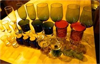 Lot of Various Colorful Stemware & Shot Glasses