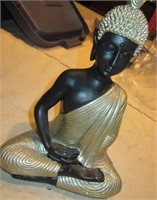 10" Glittered Black & Silver Tone Resin Buddha