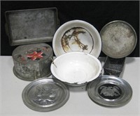 Vintage Metal & Enamel Kitchen Pans, Eagle Plates