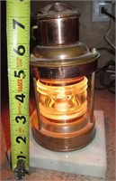 VNTG Styled Electric Copper Lantern on Marble 7"
