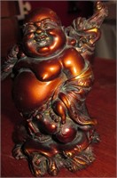 4.5" Copper Resin Standing Laughing Buddha Figure