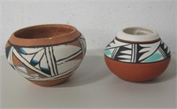 2 Vintage SW / NA Jemez Signed Terracotta Bowls