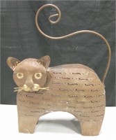 17" Vintage & Rustic Cat Form Deco Candle  Holder