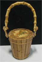 Vintage Asian Bamboo Mercury Lined Ice Bucket