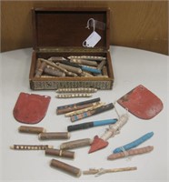 Arabesque Pearl Inlay Box w/ Wood Twig Pencils